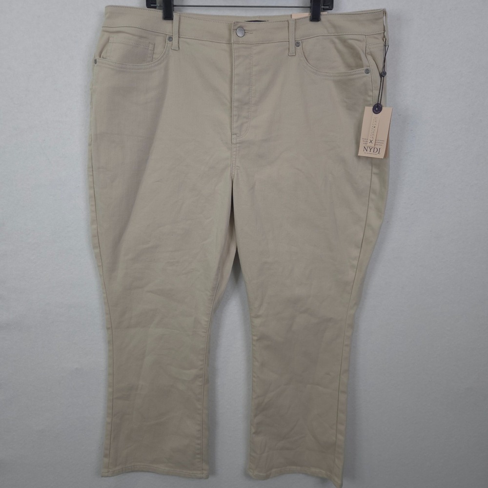 NYDJ Billie Mini Bootcut Jeans Beige Size 20W Inseam 27 Pockets Preppy NEW